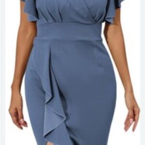 Elegant Asymmetrical Blue Dress